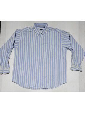 Izod Long Sleeve Button Down Shirt Mens size XL Blue White Yellow Striped Cotton